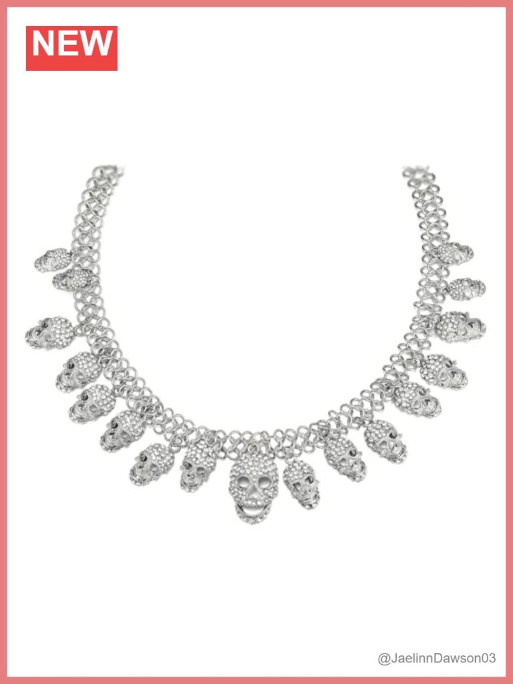 Crystal Skull Statement Necklace Halloween Gothic Costume Jewelry Gift